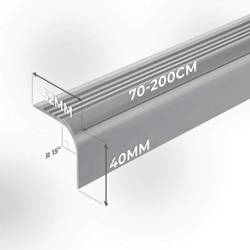 Antiglidprofil för trappor med klister, 52x40 mm, mörkgrå