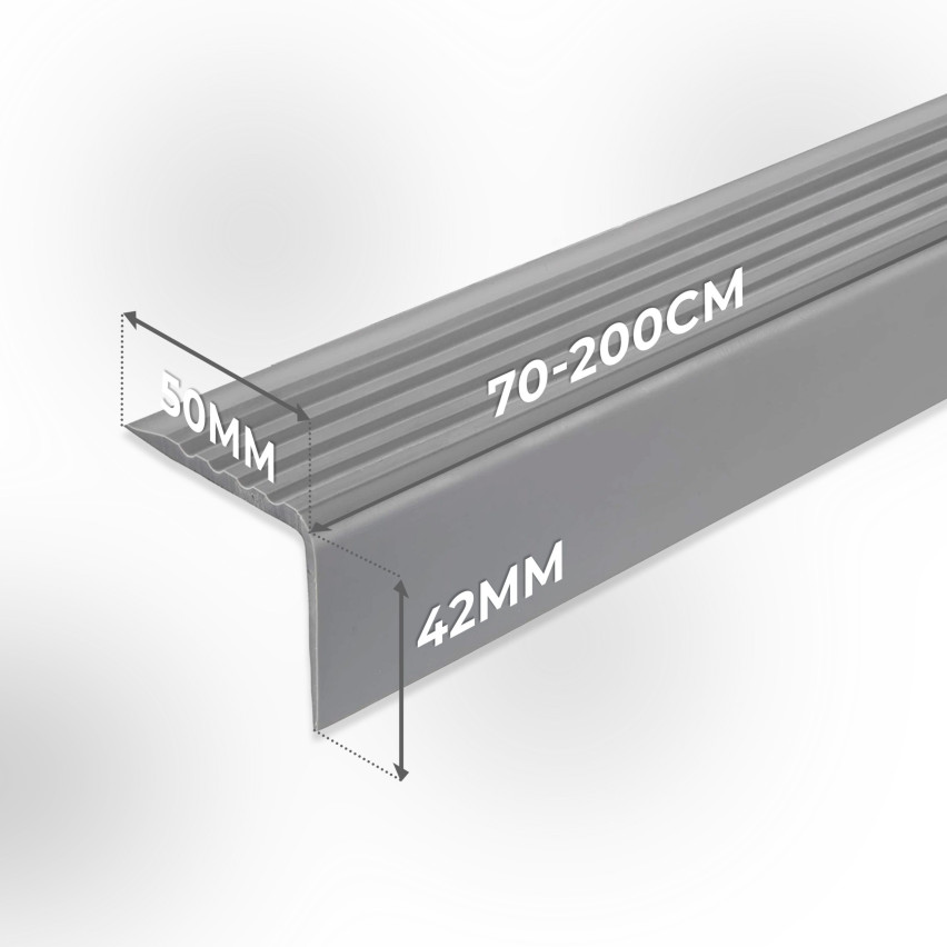 Antiglidprofil för trappor med självhäftande material, 50x42 mm, mörkgrå,