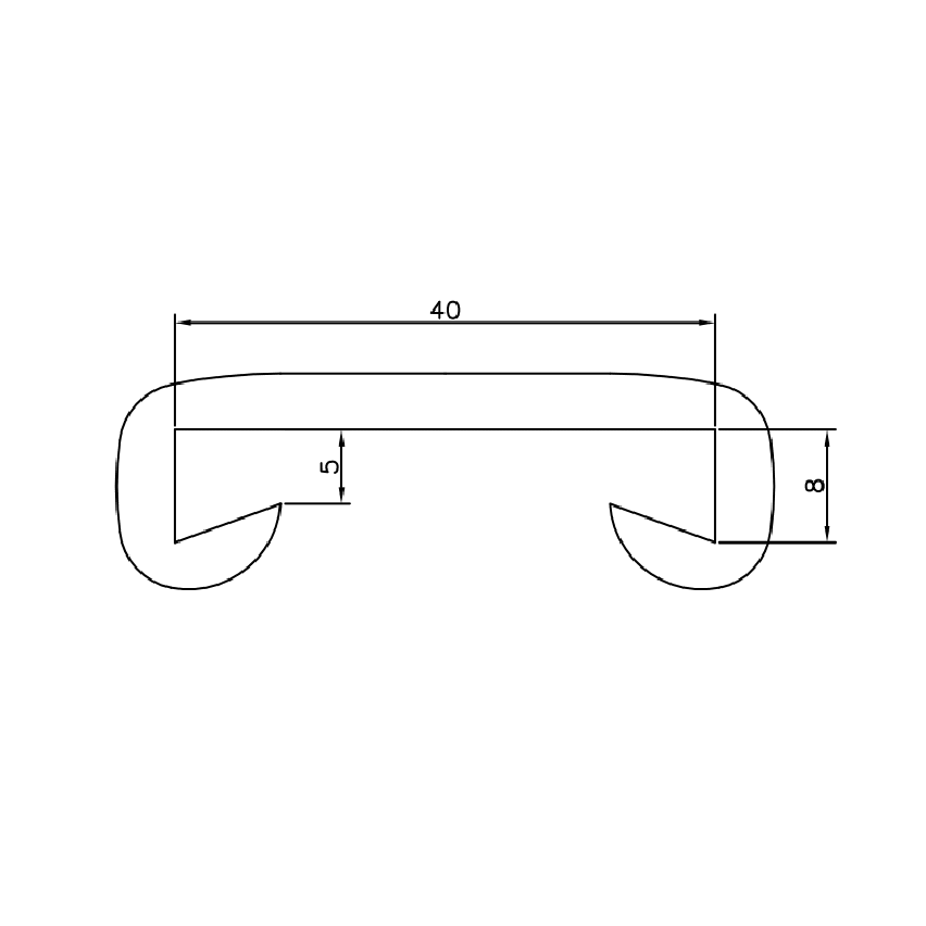 PVC ledstång, trappledare, PREMIUM, 40x8mm, mässing, 1m