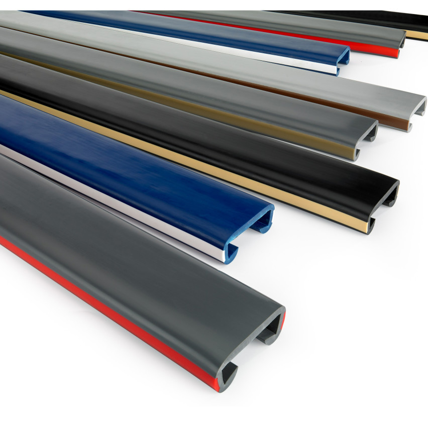 PVC ledstångslist LUX, ledstångsprofil, ledstång 40x8mm svart/gul
