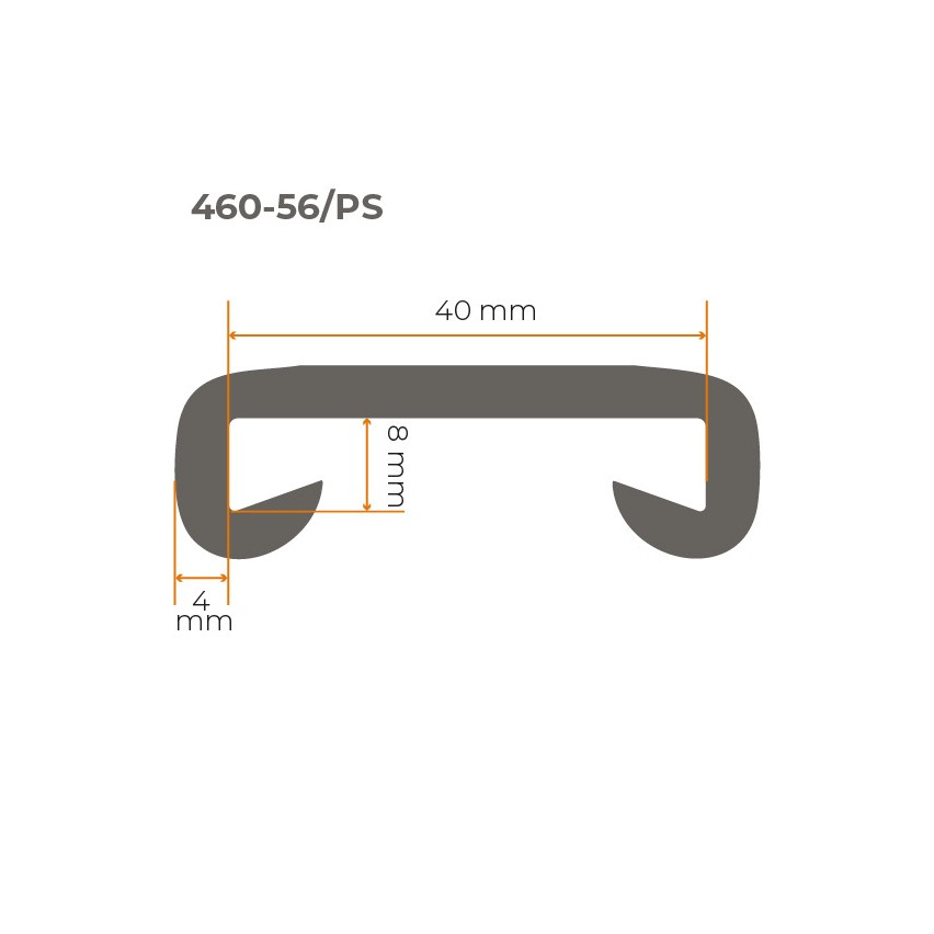 PVC ledstång, trappledare, PREMIUM, 40x8mm, mörkgrå, 1m