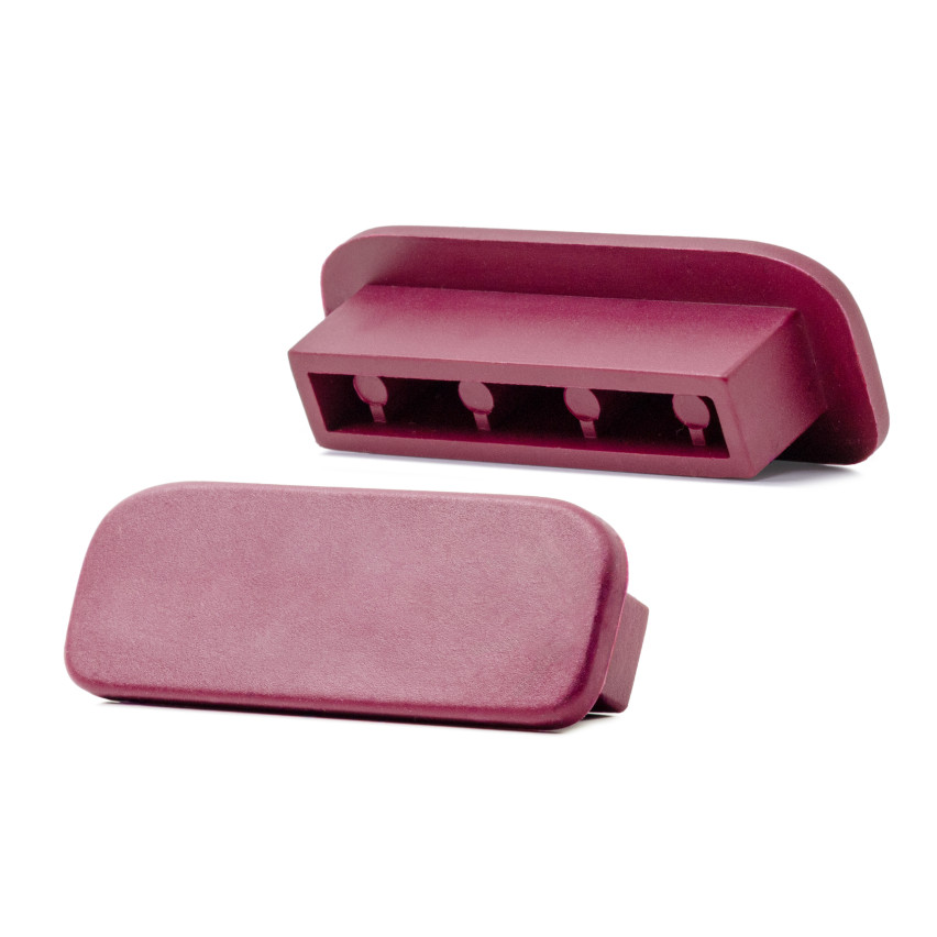 Avslutning för PVC-räckesstolpe, gavel för PREMIUM räckesprofil, 40x8, vinröd