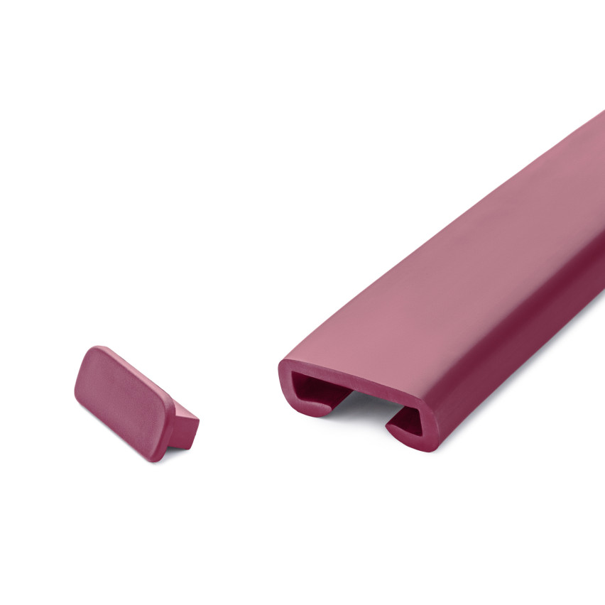 Avslutning för PVC-räckesstolpe, gavel för PREMIUM räckesprofil, 40x8, vinröd