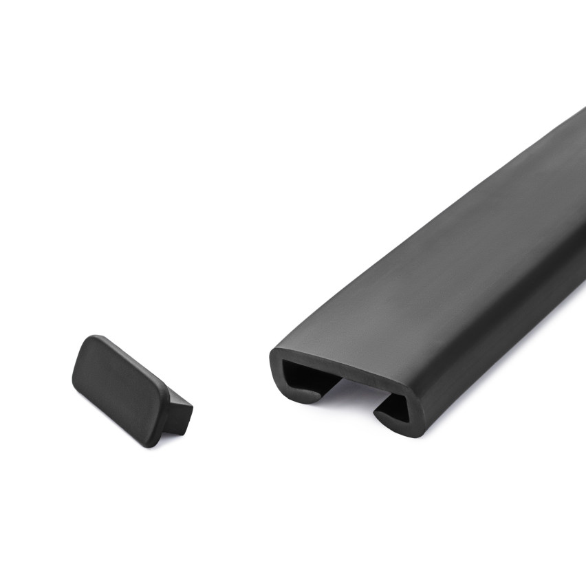 Avslutning för PVC-räckesstolpe, gavel för PREMIUM räckesprofil, 40x8, svart