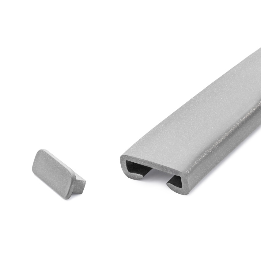 Avslutning för PVC-räckesstolpe, gavel för räckesprofil PREMIUM, 40x8, silver