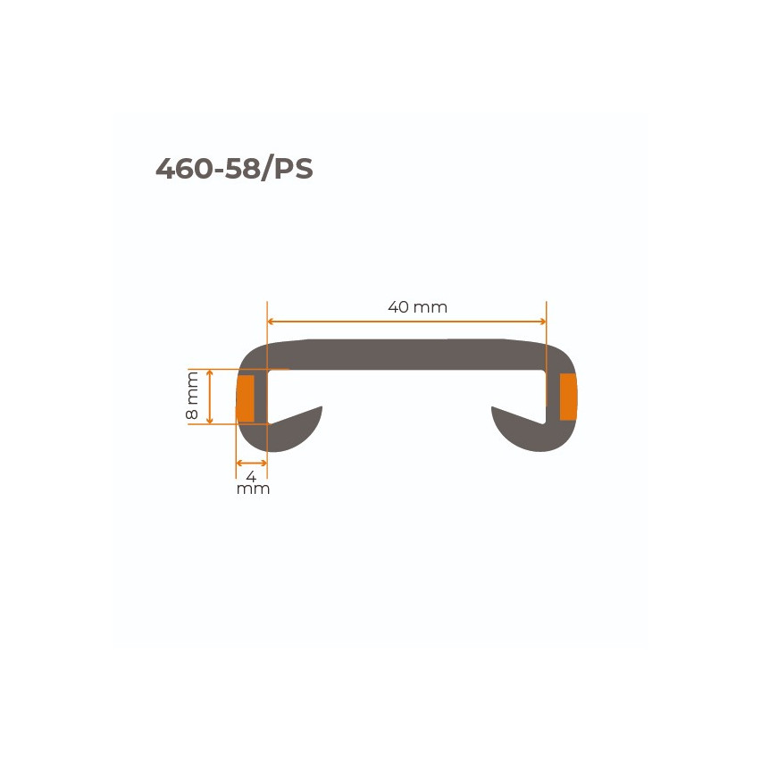PVC ledstångslist LUX, ledstångsprofil, ledstång 40x8mm vit/svart