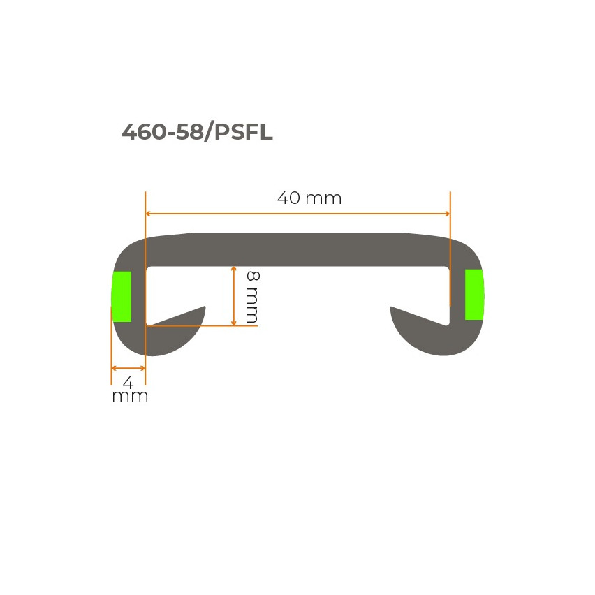 Ledstång trappa PVC FOTO 40x8 mm, 1 m, grå, fluorescerande handräcke i mjuk