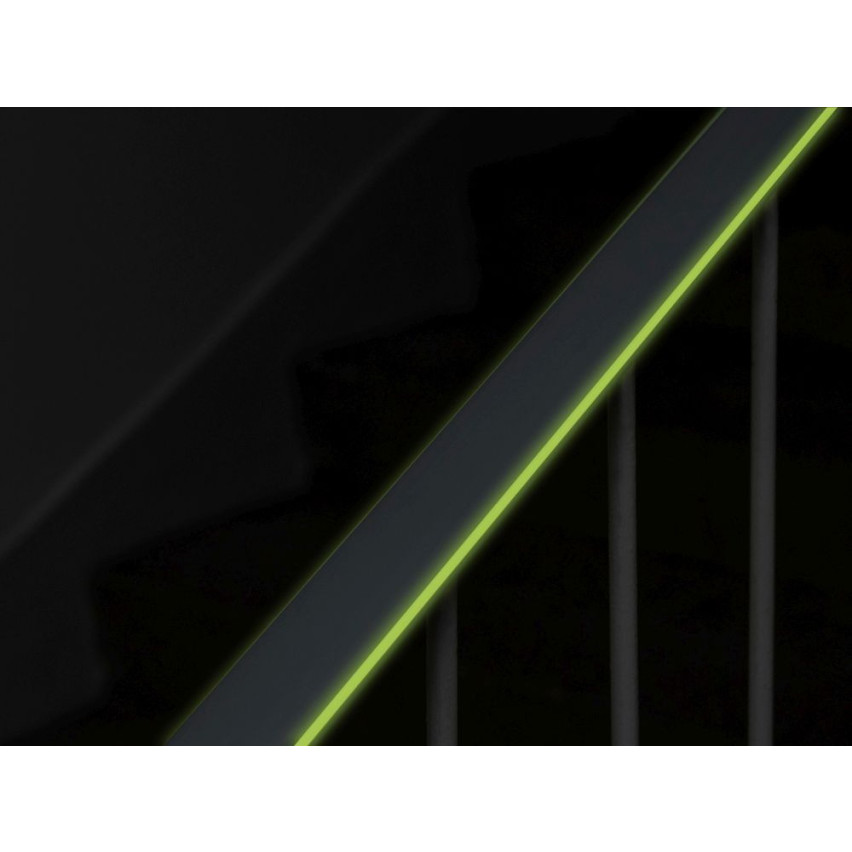 Ledstång trappa PVC FOTO 40x8 mm, 1 m, grå, fluorescerande handräcke i mjuk