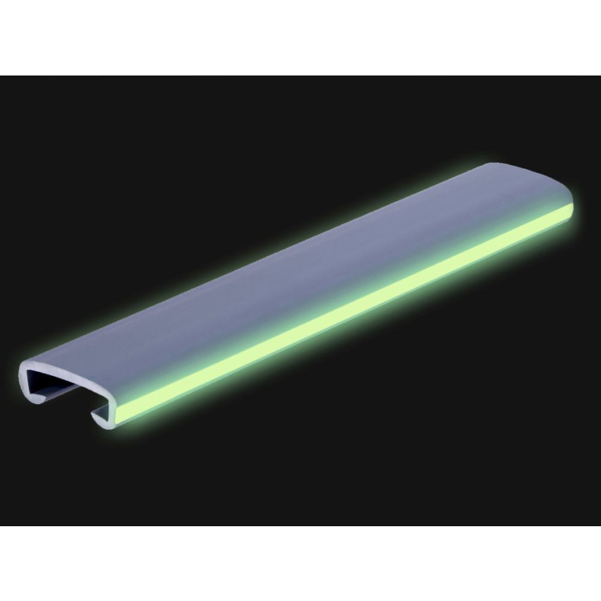 Ledstång trappa PVC FOTO 40x8 mm, 1 m, grå, fluorescerande handräcke i mjuk