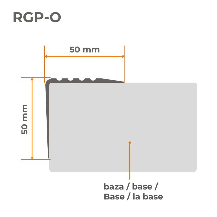 Varningsskydd stegprofil RGP-O 50x50 mm 150 cm gul, 50x50mm, 1,5m