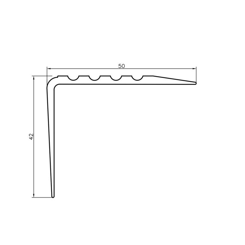 Antiglidprofil för trappor 50x42mm 150cm mörkgrå