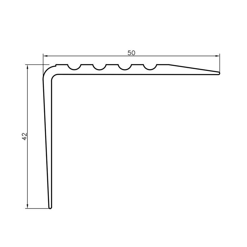 Antiglidprofil för trappor med klister, 50x42 mm, mässing 