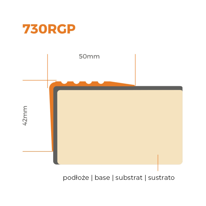 Antiglidprofil för trappor 50x42mm 150cm röd