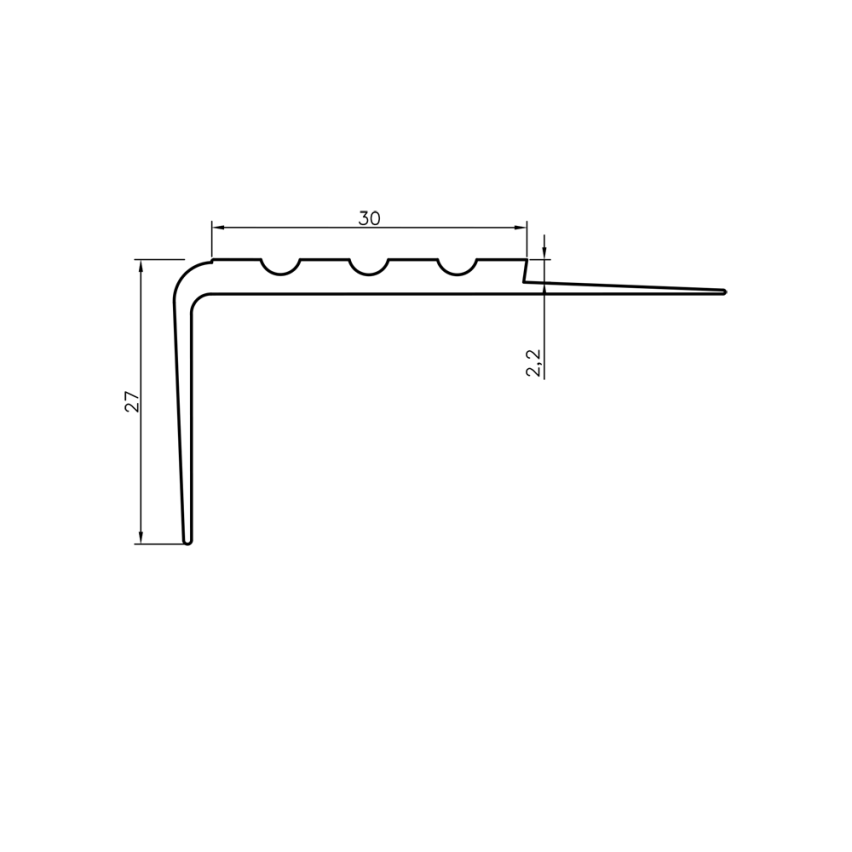 Antiglidprofil för trappor 30x27mm 150cm grå