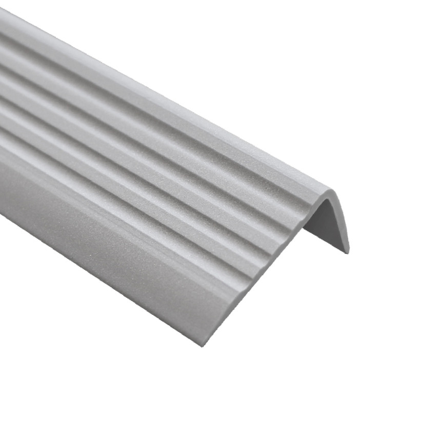 Halkfri trappkantlist PVC 50x42 mm, silver, självhäftande trapprofil med självhäftande tejp RGP
