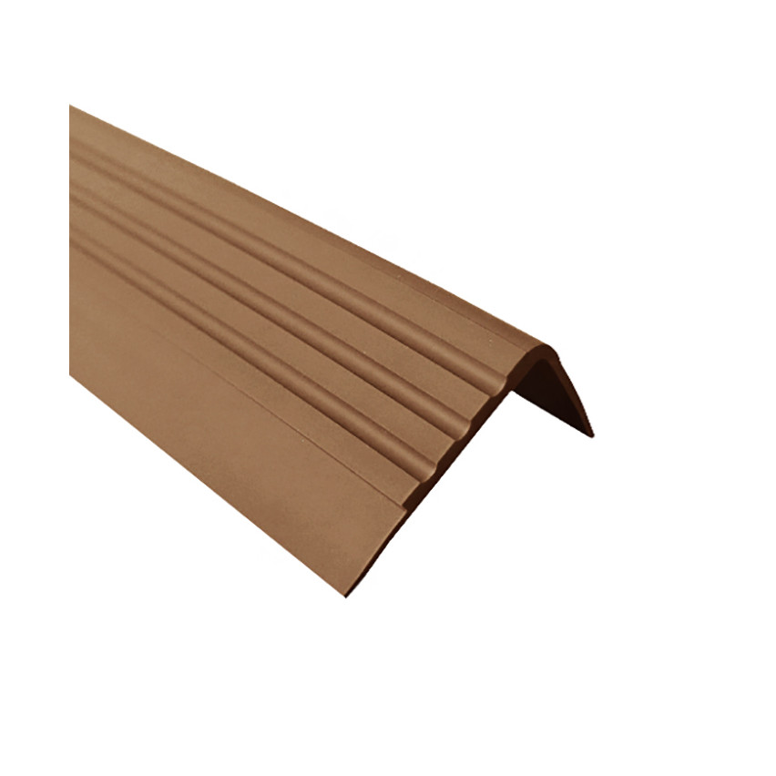 Halkfri trappkantlist PVC 30x27 mm, brun, självhäftande trapprofil med självhäftande tejp RM