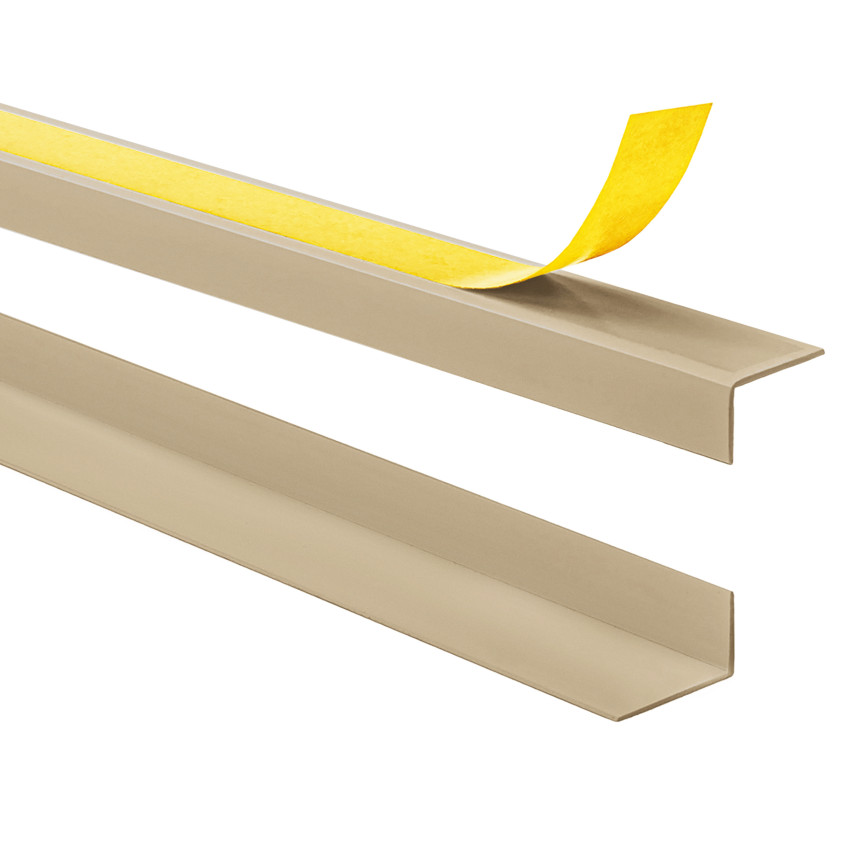 PVC-hörnprofil, ojämn, limmad på utsidan, hörnskydd, beige