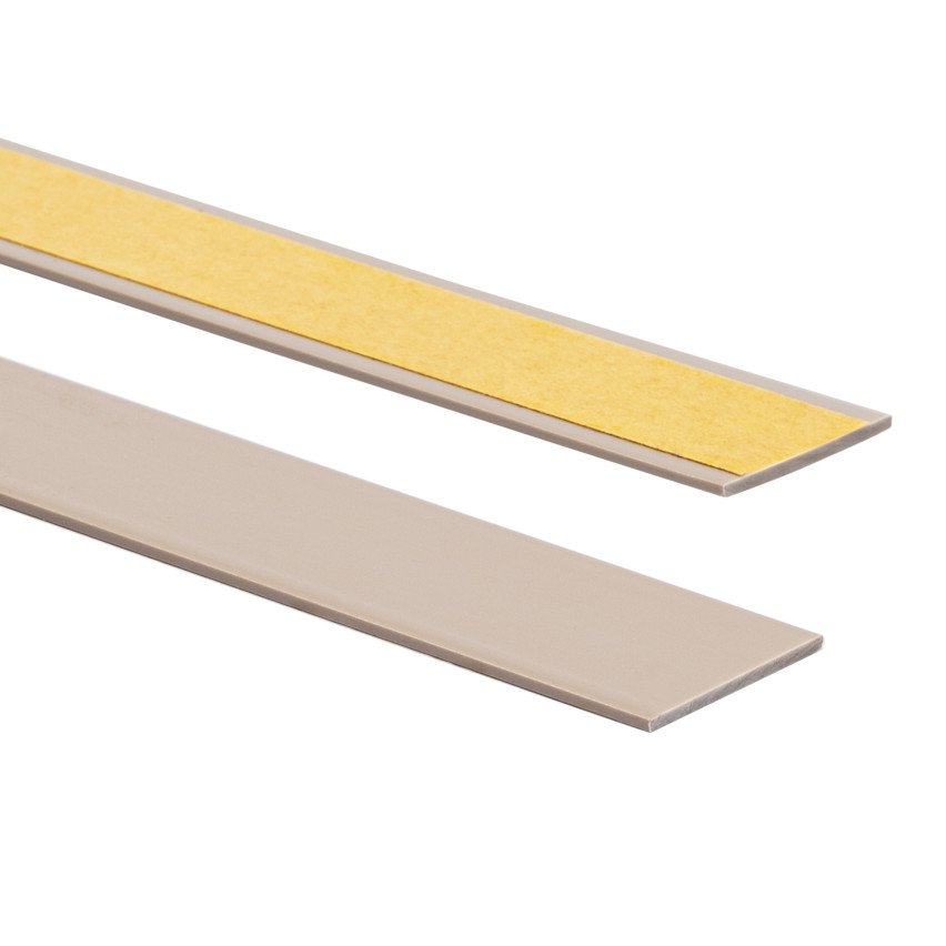 Styv platt PVC-stång med lim, beige, 10 m