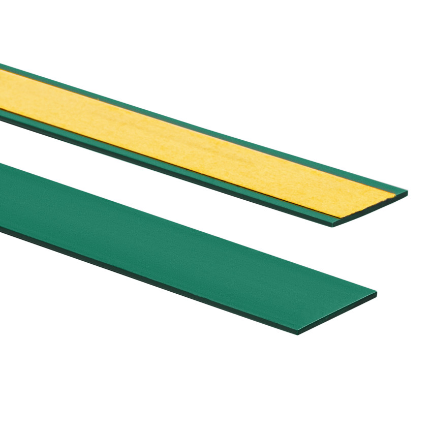 Plattstång av hård PVC med häftämne, grön, 10 m