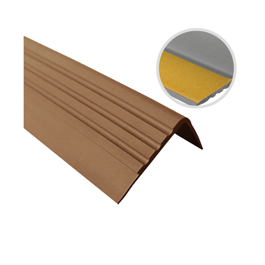 Antiglidprofil för trappor med klister, 30x27 mm, brun