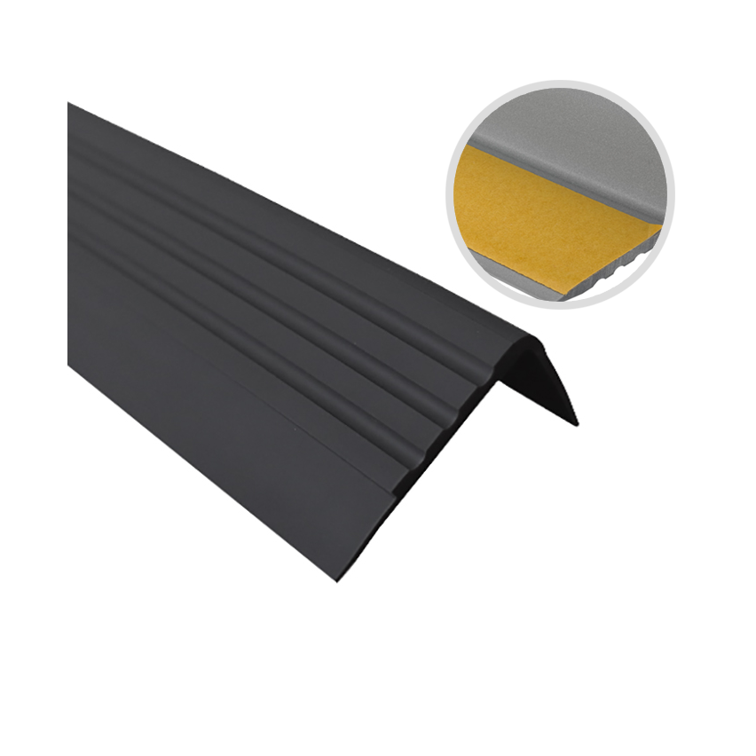 Antiglidprofil för trappor med klister, 30x27 mm, svart