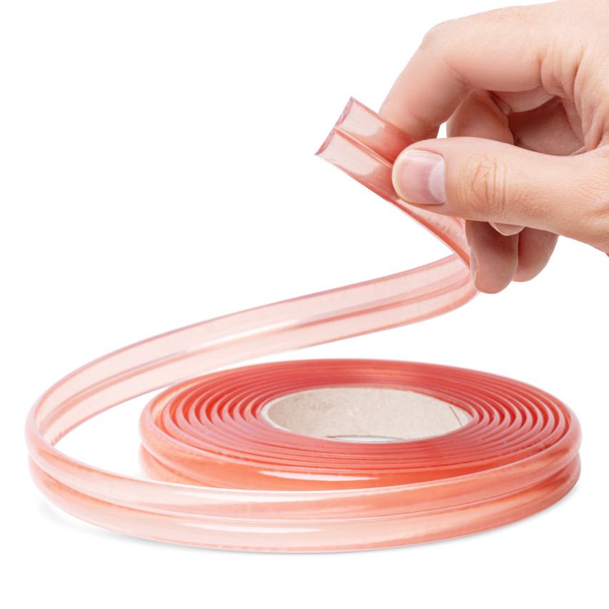 Kantband, self-adhesive transparent PVC 10x10 mm, 5 m, genomskinlig