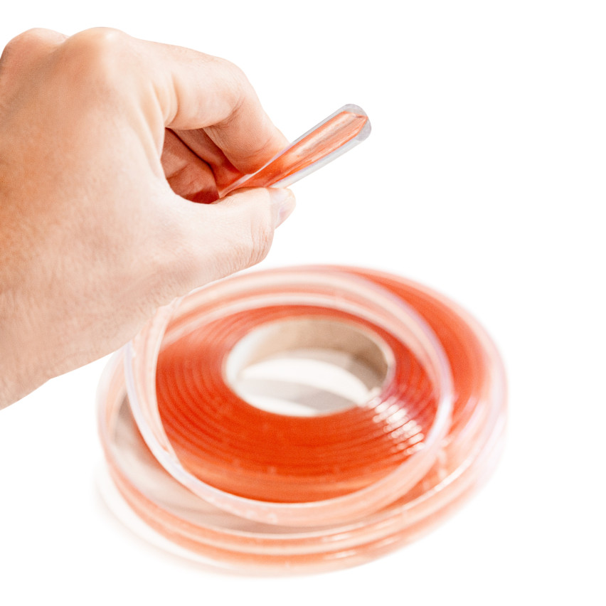 Kantband, self-adhesive transparent PVC 10x10 mm, 5 m, genomskinlig