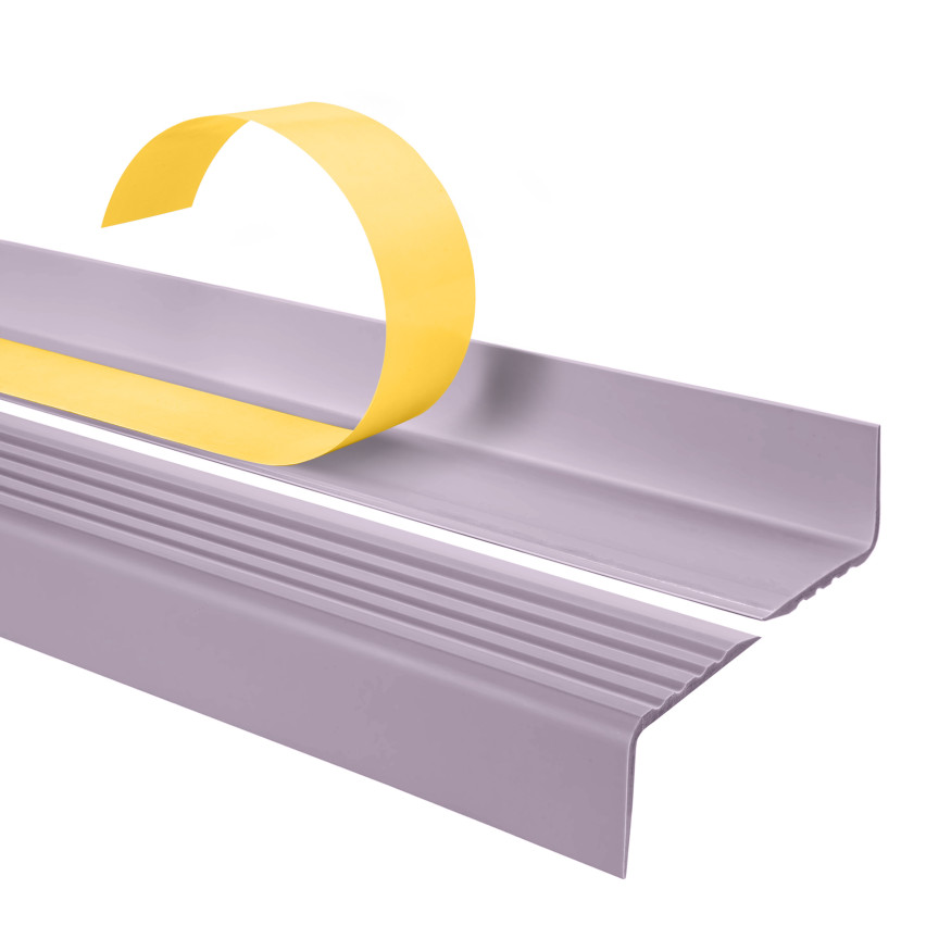 Halkfri trappkantlist PVC 40x25 mm, lila, självhäftande trapprofil med självhäftande tejp ND
