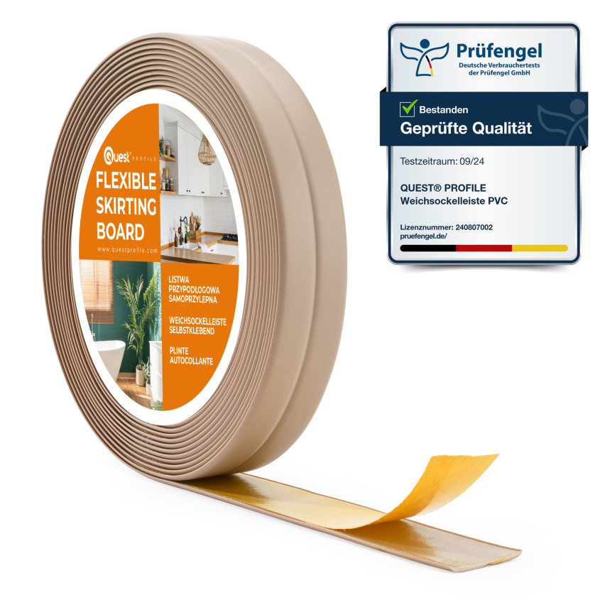 Självhäftande mjuk golvlist 10x10mm för kök och badrum PVC-band för fogtätning Beige 5m