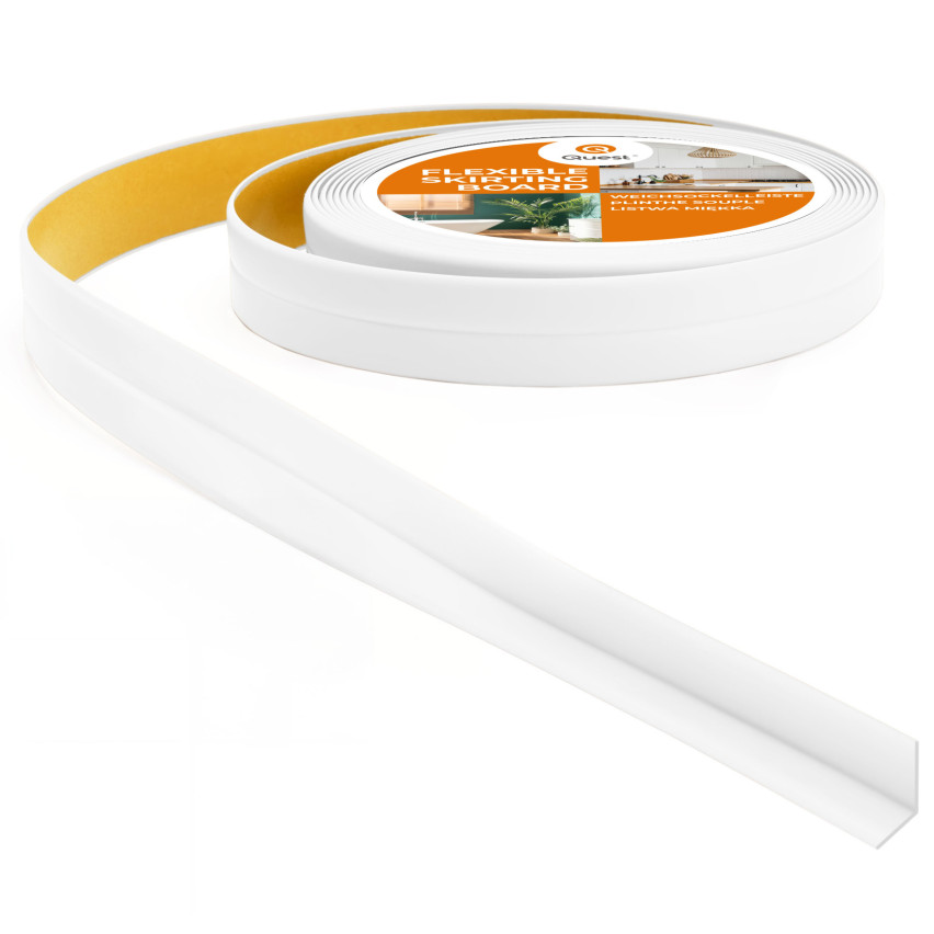 Kantband PVC 10x10 mm, 5 m, vit, självhäftande, flexibel
