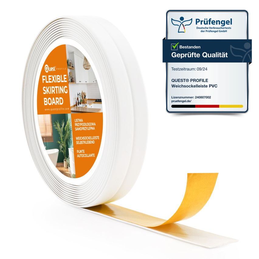 Självhäftande mjuk golvlist 10x10mm för kök och badrum PVC-band för fogtätning Vit 5m