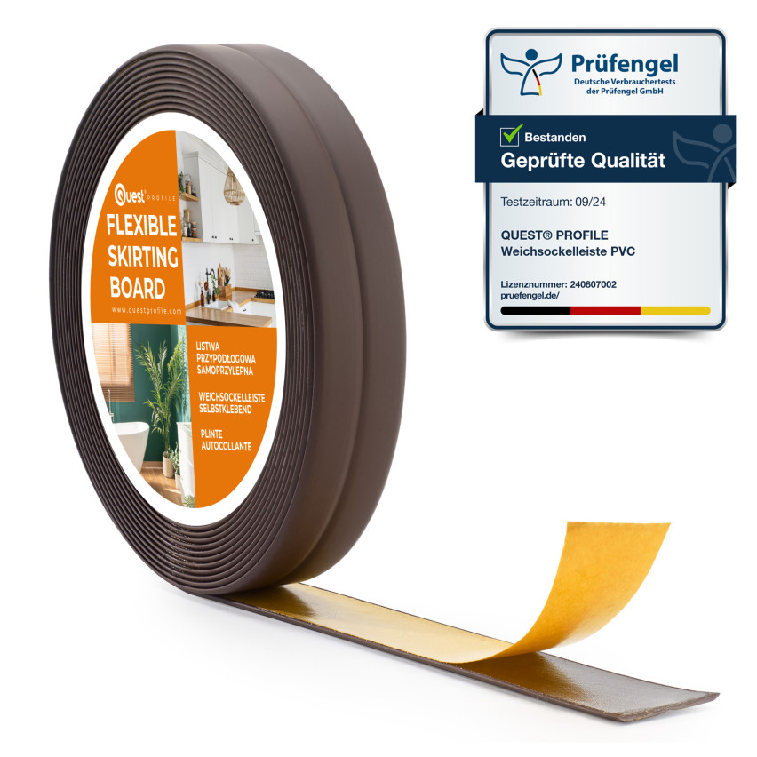Kantband PVC 10x10 mm, 5 m, mörkbrun, självhäftande, flexibel