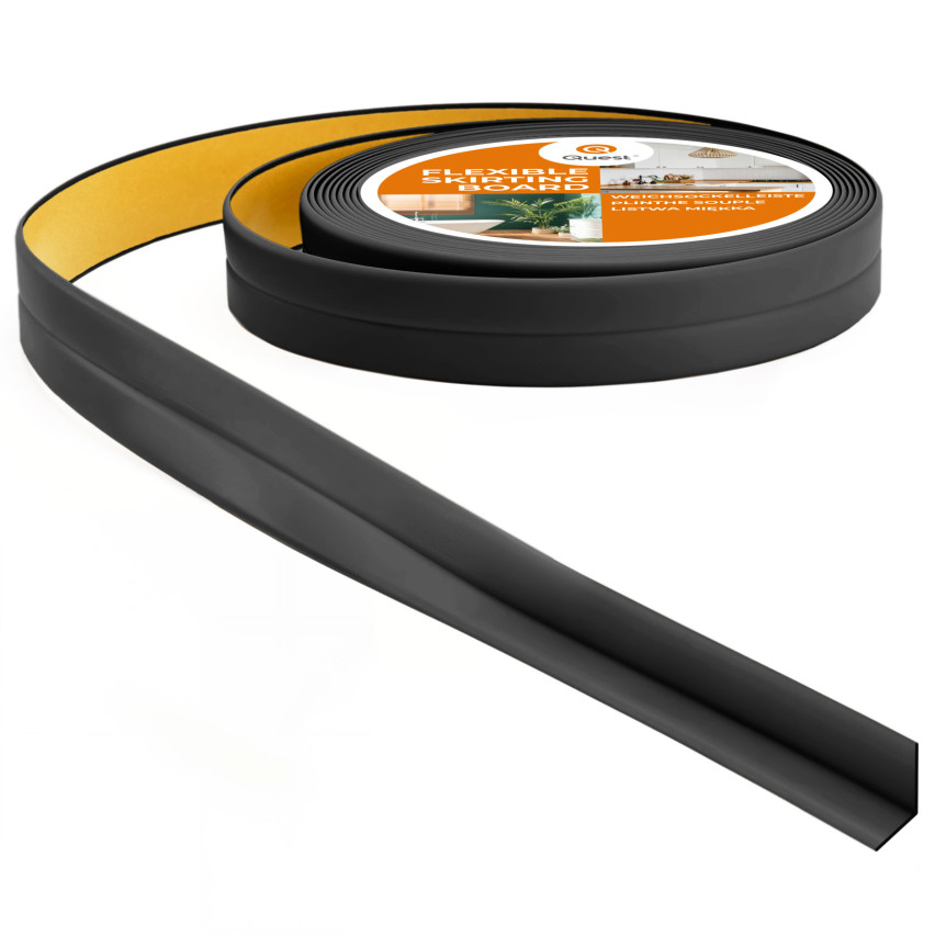 Kantband PVC 10x10 mm, 5 m, svart, självhäftande, flexibel