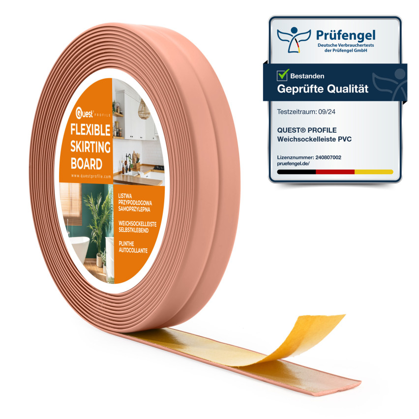 Självhäftande mjuk golvlist 10x10mm för kök och badrum PVC-band för fogtätning ljusbrun 5m