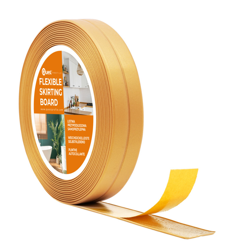 Självhäftande mjuk golvlist 10x10mm för kök och badrum PVC-band för fogtätning Gold5m