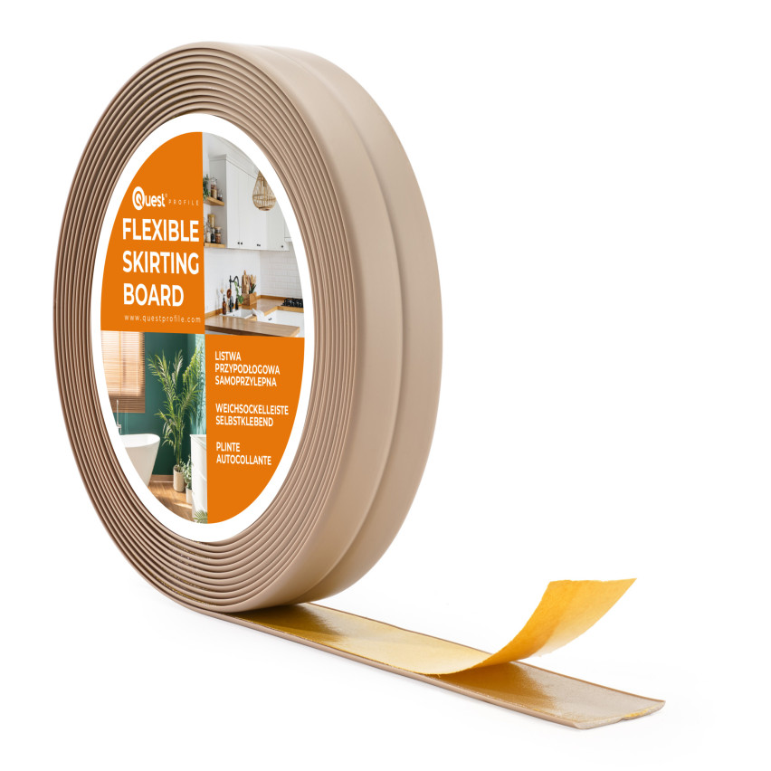 Självhäftande mjuk golvlist 10x10mm för kök och badrum PVC-band för fogtätning Beige 5m