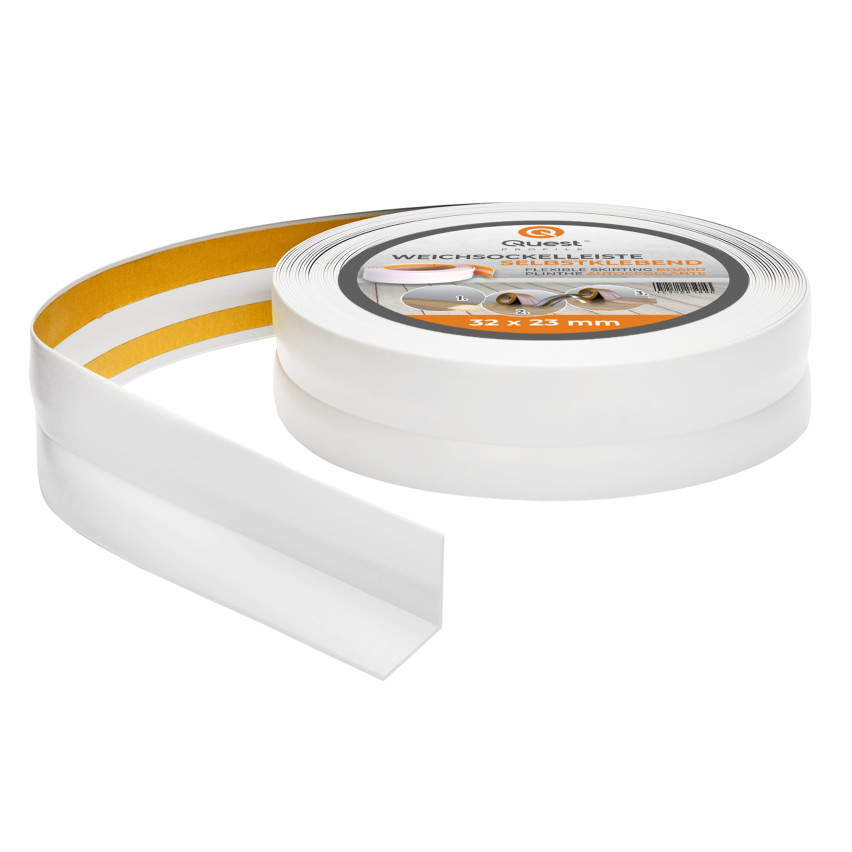 Självhäftande mjuk golvlist 32x23 mm, flexibel köks- och badrumsbeklädnad, PVC-sockel, tätningstejp, vit