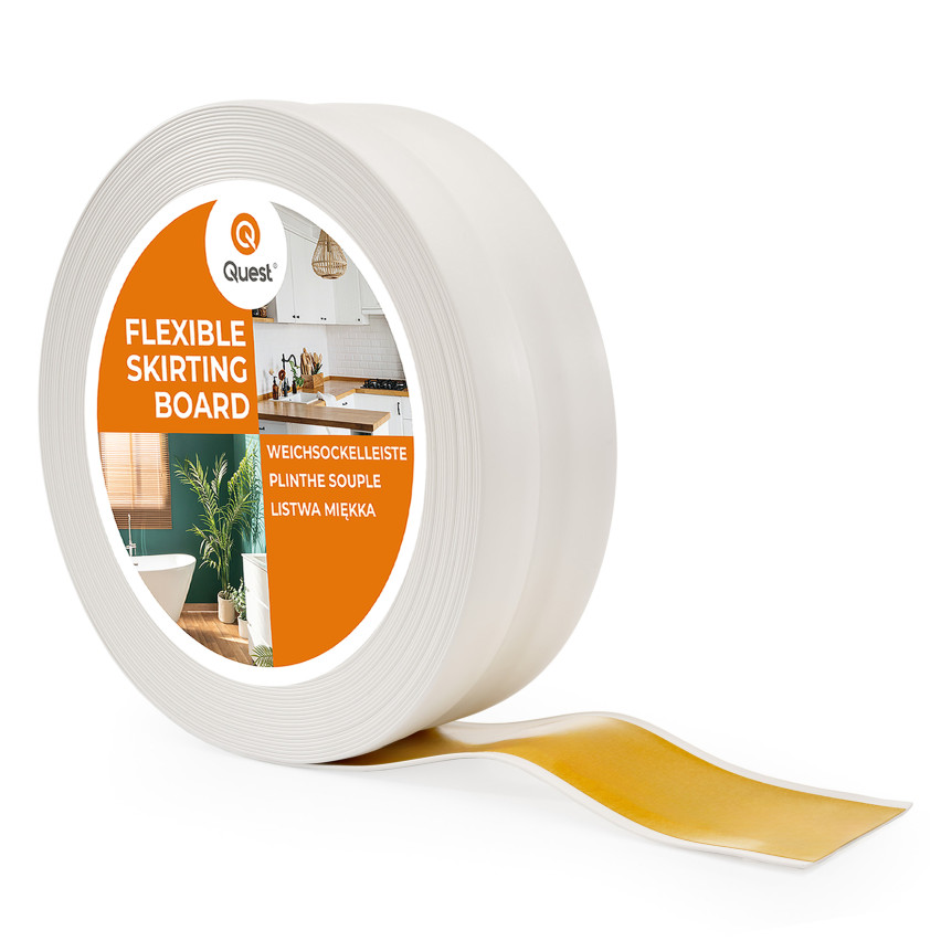Självhäftande mjuk golvlist 32x23 mm, flexibel köks- och badrumsbeklädnad, PVC-sockel, tätningstejp, vit