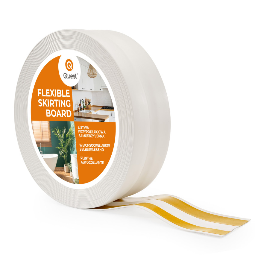 Golvlist självhäftande PVC 32x23 mm, vit självhäftande flexibel golvlist, sockelbräda sockel
