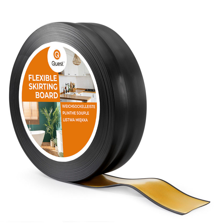 Självhäftande mjuk sockel 32x23 mm, flexibel beklädnad för kök och badrum, PVC-sockel, tätningstejp, svart