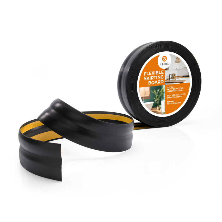 Golvlist självhäftande PVC 32x23 mm, svart självhäftande flexibel golvlist, sockelbräda sockel