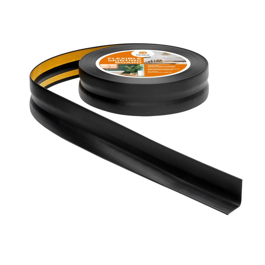 Golvlist självhäftande PVC 32x23 mm, svart självhäftande flexibel golvlist, sockelbräda sockel