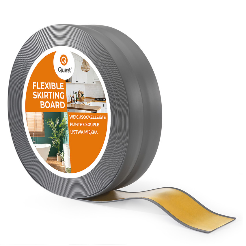 Golvlist självhäftande PVC 32x23 mm, grafit självhäftande flexibel golvlist, sockelbräda sockel
