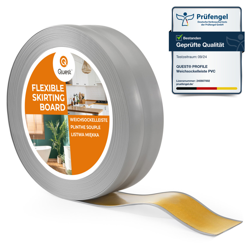 Självhäftande mjuk sockel 32x23 mm, flexibel beklädnad för kök och badrum, PVC-sockel, tätningstejp, grått