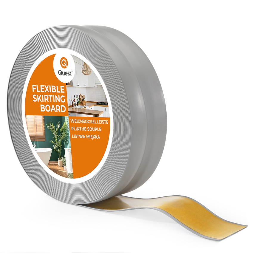 Självhäftande mjuk sockel 32x23 mm, flexibel beklädnad för kök och badrum, PVC-sockel, tätningstejp, grått