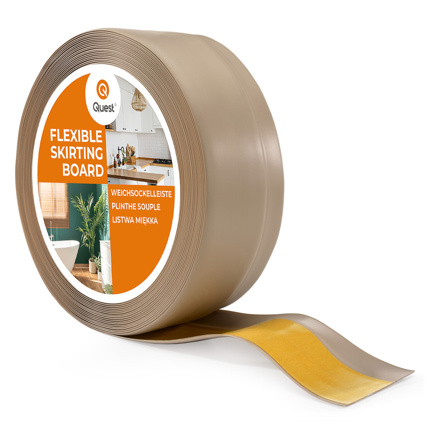 Självhäftande mjuk sockel 50x20 mm, flexibel beklädnad för kök och badrum, PVC-sockel, tätningstejp, Beige