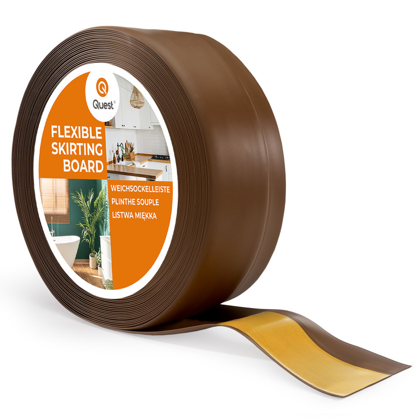 Självhäftande mjuk sockel 50x20 mm, flexibel beklädnad för kök och badrum, PVC-sockel, tätningstejp, mörkbrun