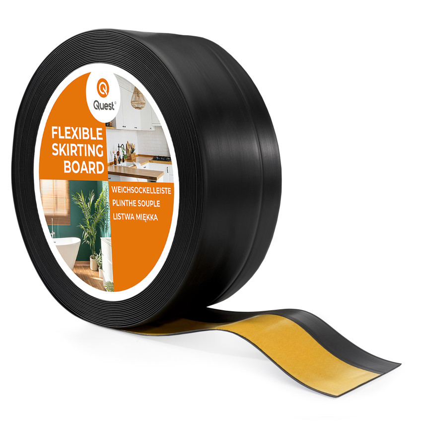 Självhäftande mjuk sockel 50x20 mm, flexibel beklädnad för kök och badrum, PVC-sockel, tätningstejp, svart
