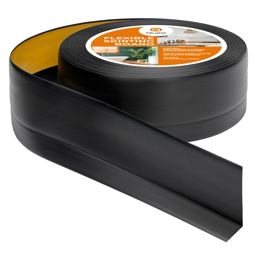Golvlist självhäftande PVC 50x20 mm, svart självhäftande flexibel golvlist, sockelbräda sockel