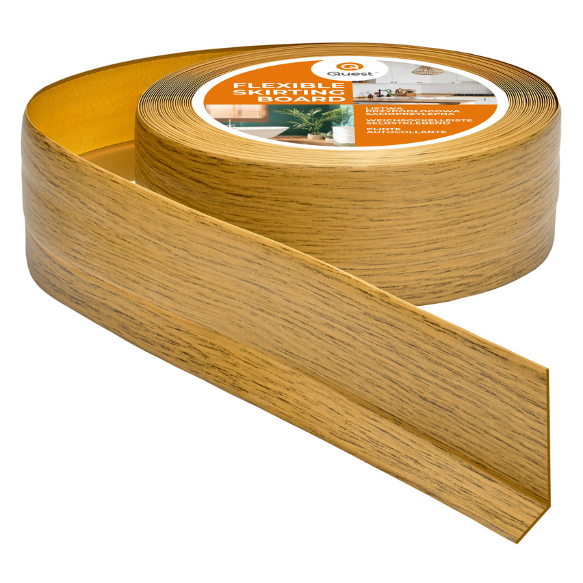 Golvlist självhäftande PVC 50x20 mm, ek självhäftande flexibel golvlist, sockelbräda sockel